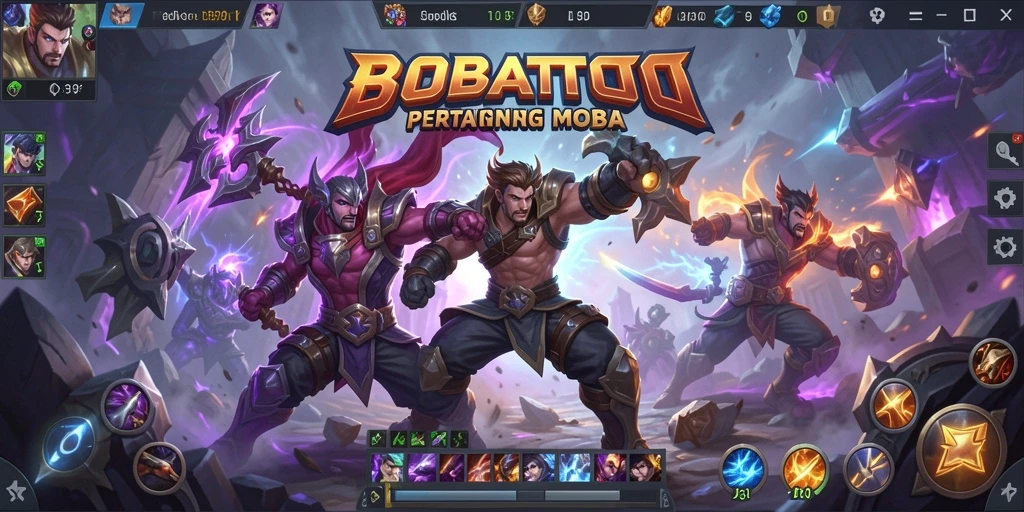 Screenshot BOBATOTO yang menunjukkan aksi pertandingan MOBA yang menegangkan.
