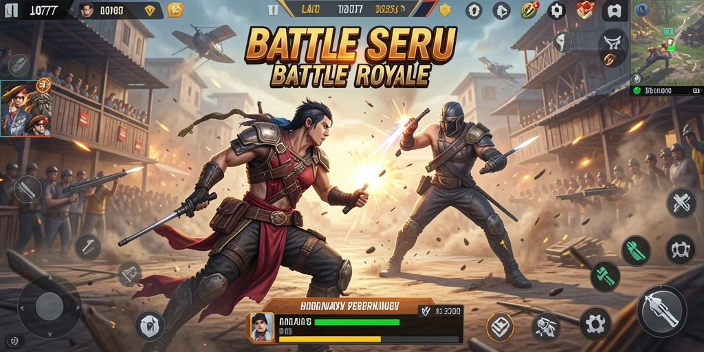 Tampilan menarik dari gameplay pertarungan LJO777 di medan pertempuran.