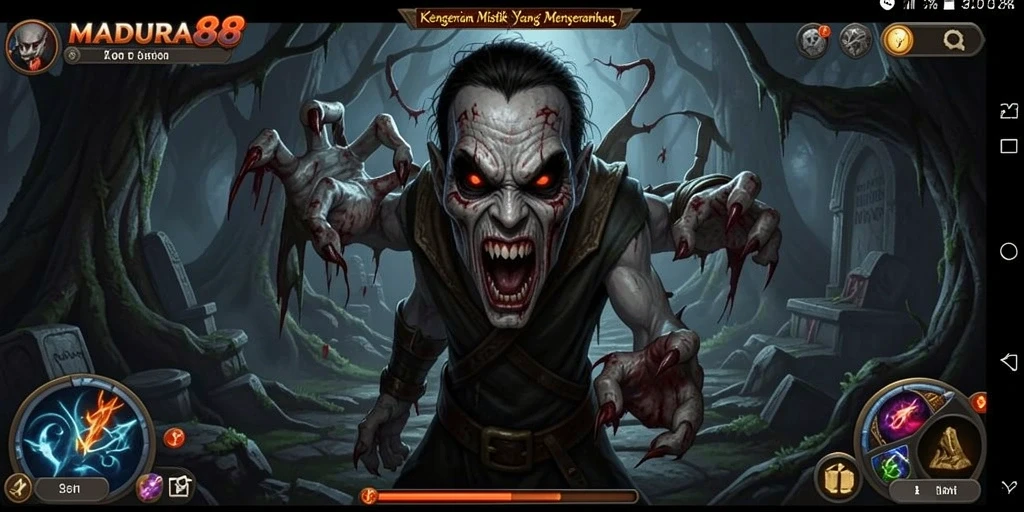 Tampilan gameplay menyeramkan dari MADURA88 yang memikat dan mencekam.