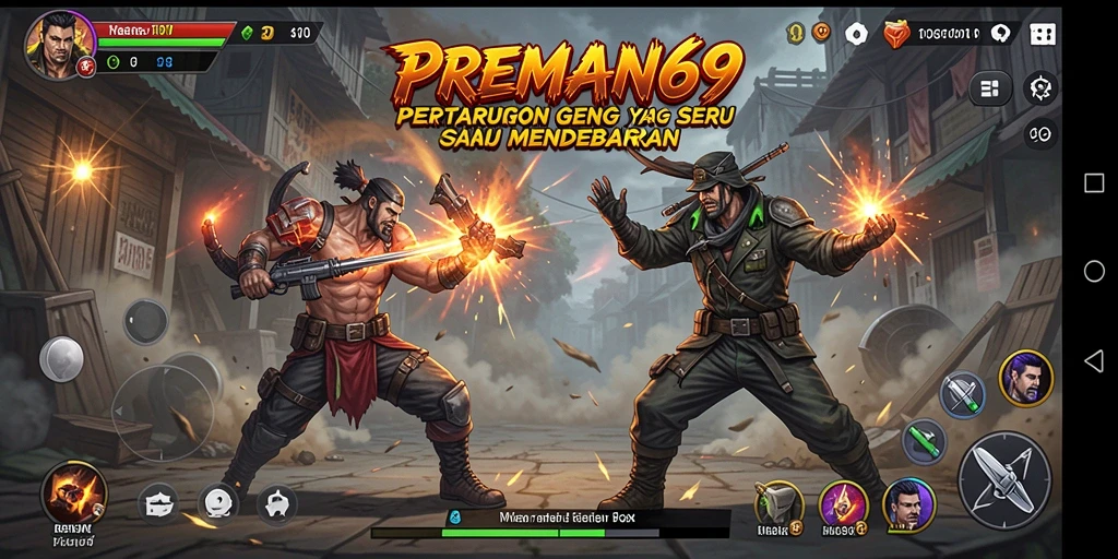 Tampilan menarik dari gameplay seru di PREMAN69 saat bertarung.